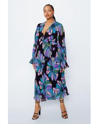 Nasty Gal - Plus Size Floral Pleated Maxi Dress - Lyst