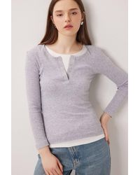 Happiness İstanbul - Slim Fit Ribbed Button-Up Long Sleeve Blouse - Lyst