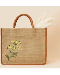 Accessorize - Large Embroidered Jute Handheld Bag - Lyst