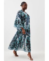 Karen Millen - Plus Size Embellished Mirrored Kimono Sleeve Maxi Dress - Lyst