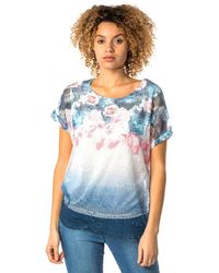 Roman - Mesh Overlay Floral Ombre T-shirt - Lyst