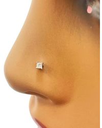 Raina Jewels - 18Ct Princess Diamond Nose Stud Pin 0.03Ct 4 Claw 2.2Mm - Lyst