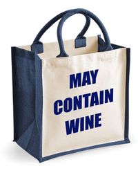 60 SECOND MAKEOVER - Medium Jute Bag May Contain Wine Navy Blue Bag - Lyst