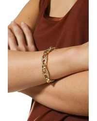 Karen Millen - Gold Plated Diamante Link Bracelet - Lyst