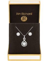 Jon Richard - Rhodium Plated Cubic Zirconia Infinity Pendant And Earring Set - Gift Boxed - Lyst