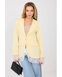 Love Lace - Elegant Single Button Blazer With Lace Trim - Lyst
