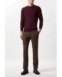 Burton - Slim Fit Brown Check Suit Trousers - Lyst