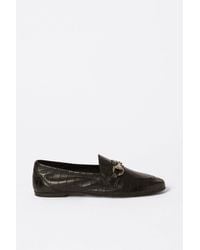 Warehouse - Leather Snaffle Detail Croc Loafer - Lyst