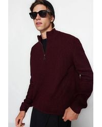 WOVCOR - Regular Fit Half Zip Funnel Neck Sweater - Lyst