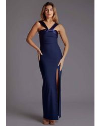 Vesper - Halterneck Maxi Dress With Satin Straps - Lyst
