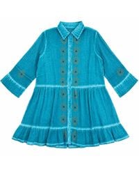 KDMD - Nomad Sari Evil Eye Block Print Tunic Dress - Lyst
