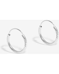 Simply Silver - Sterling Plated Polished Textured Hoop Earrings - Lyst