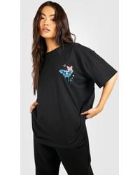 Boohoo - Butterfly Graffiti Front And Back Print Oversized T-shirt - Lyst