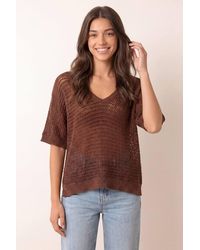 Blue Vanilla - Three Quarter Sleeve Round Neck Top - Lyst