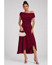 Jolie Moi - Draped Jersey Cowl Neck Midi Dress - Lyst
