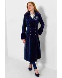 Joe Browns - Hallie Faux Fur Trim Long Velvet Coat - Lyst