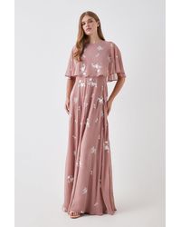 Coast - All Over Embroidered Cape Bridesmaids Maxi Dress - Lyst