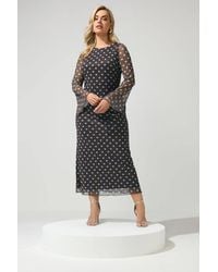 Yours - Polka Dot Mesh Maxi Dress - Lyst