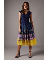 Coast - Burnout Organza Drop Waist Midi Dress - Lyst
