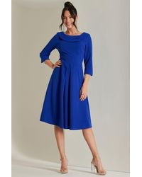 Jolie Moi - Fold Neckline Sleeved Midi Dress - Lyst