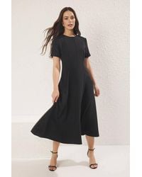 WOVCOR - Round Neck Short Sleeve Fit & Flare Midi Dress - Lyst