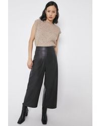 Warehouse - Faux Leather Wide Crop - Lyst