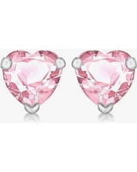 T.H.Baker - Sterling Cubic Zirconia Heart Stud Earrings 8.57.7289 - Lyst