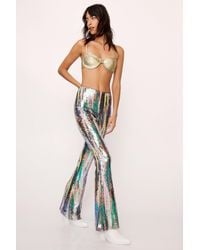 Nasty Gal - Stripe Sequin Flare Pants - Lyst