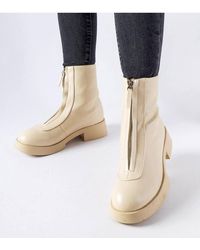 KDMD - Insulated Ankle Boots With Side Zipper Flat Heel Round Toe - Lyst
