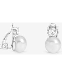Jon Richard - Rhodium Plated Crystal & Pearl Clip Earring - Lyst