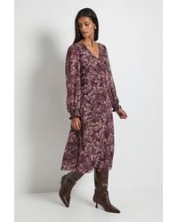 Wallis - Petite Abstract Chiffon Tie Waist Midi Dress - Lyst