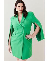 Karen Millen - Plus Size Strong Shoulder Split Sleeve Double Breasted Mini Dress - Lyst