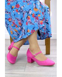 AJVANI - Mid Block Heel Mary Jane Comfort Court Shoes - Lyst