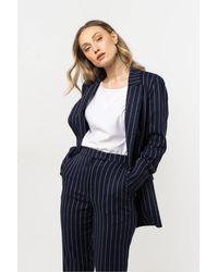 Love Lace - Everyday Linen Striped Relaxed Collared Blazer - Lyst