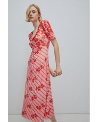 Warehouse - Wh X Petite Rose England Floral Stripe Print Midi Dress - Lyst