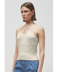 Enorsia - Halter Neck Ribbed Cami Vest Top - Lyst
