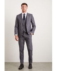 Burton - Slim Fit Navy Textured Pow Check Suit Jacket - Lyst