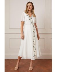 Wallis - Premium Embellished Wrap Midi Dress - Lyst