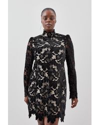 Karen Millen - Plus Size Cutwork Velvet Woven Mini Dress - Lyst