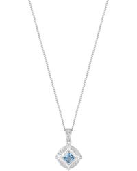 Simply Silver - Sterling Silver 925 Blue Spinel And Cubic Zirconia Pendant Necklace - Lyst