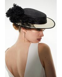 Karen Millen - Emily- London Floral Detail Boater Hat - Lyst