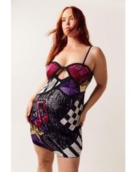 Nasty Gal - Plus Size Abstract Music Embellished Sequin Mini Dress - Lyst