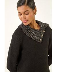 Roman - Collared Buttoned Knit Jumper - Lyst