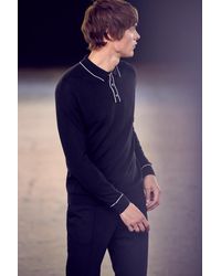 Burton - Super Soft Black Tipped Placket Knitted Polo Shirt - Lyst