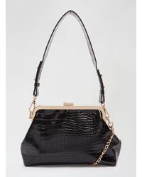 Dorothy Perkins - Black Croc Kisslock Shoulder Bag - Lyst