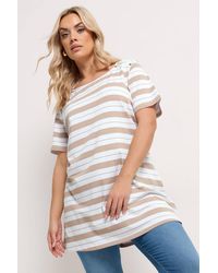 Yours - Stripe Stud Detail T-Shirt - Lyst