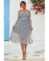 FS Collection - Floral Print Long Sleeve Maxi Dress - Lyst
