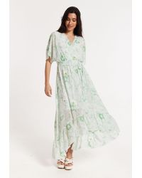Liquorish - Floral Embroidered Wrap Front Maxi Dress - Lyst