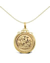 Jewelco London - 9Ct Rope Edge Scroll Top St George Pendant (Half Sov Size) - Lyst