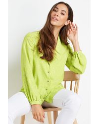 Wallis - Lime Spot Long Sleeved Shirt - Lyst